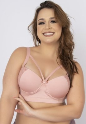 Soutien Reforçado WLS Modas com Renda e Bojo Strappy Rosa Claro
