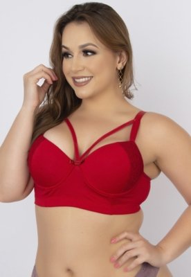 Soutien Reforçado WLS Modas com Renda e Bojo Strappy Vermelho