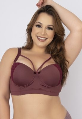 Soutien Reforçado WLS Modas com Renda e Bojo Strappy Vinho