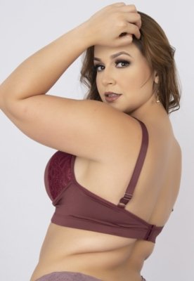 Soutien Reforçado WLS Modas com Renda e Bojo Strappy Vinho