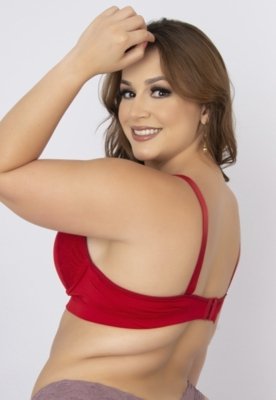 Soutien WLS Modas Reforçado Drapeado Com Renda Carol Vermelho
