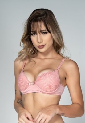 Sutiã Com Aro e Bojo WLS Modas e Renda Básico Rosa