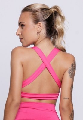 Top Feminino WLS Modas Fitness com Bojo Vick Rosa