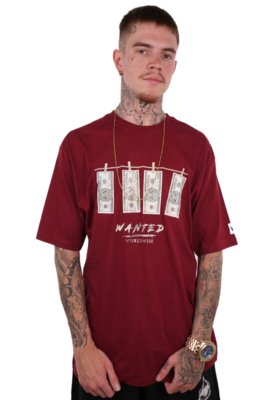Camiseta Wanted Ind Dollar Vinho Menor preço em Camiseta Wanted Ind Dollar Vinho