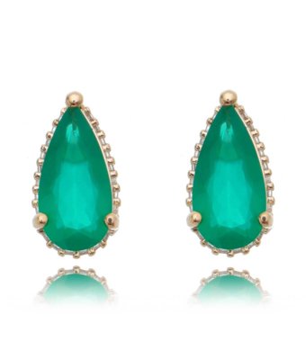 Brinco Waufen Gota Prata 925 Dourado Verde Menor preço em Brinco Waufen Gota Prata 925 Dourado Verde