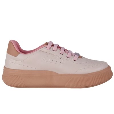 Tênis Infantil Feminino WorldColors Fun Nude e Rosa - Calce Fácil