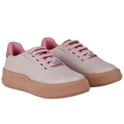 Tênis Infantil Feminino WorldColors Fun Nude e Rosa - Calce Fácil
