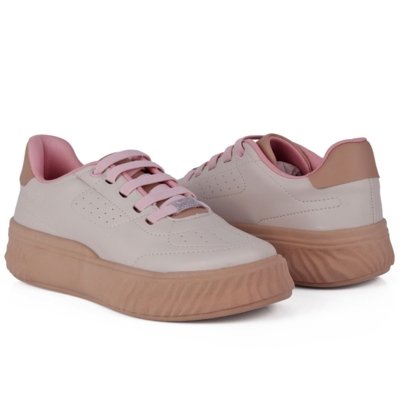Tênis Infantil Feminino WorldColors Fun Nude e Rosa - Calce Fácil