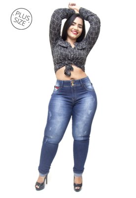 Calça Jeans Xtra Charmy Plus Size Skinny Josineia Azul Menor preço em Calça Jeans Xtra Charmy Plus Size Skinny Josineia Azul