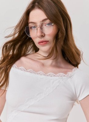 Blusa Canelada Com Renda