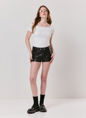 Blusa Canelada Com Renda