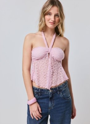 Blusa Em Poliamida Rendada