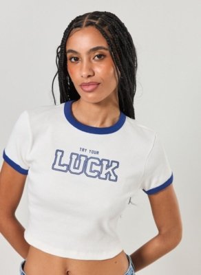 Blusa Mini Tee College Com Azul