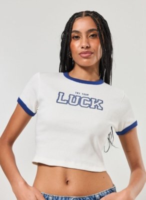 Blusa Mini Tee College Com Azul