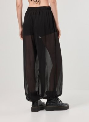 Calça Aladim Preta Em Chiffon