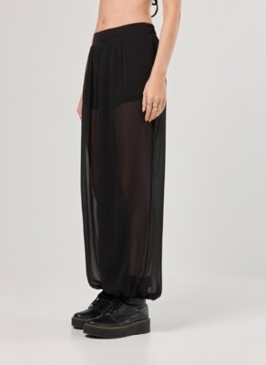 Calça Aladim Preta Em Chiffon