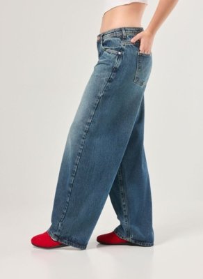 Calça Barrel Jeans Escuro