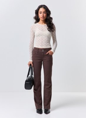 Calça Bootcut Sarja Marrom