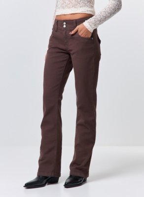 Calça Bootcut Sarja Marrom