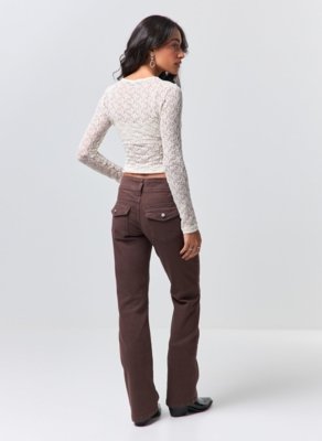 Calça Bootcut Sarja Marrom