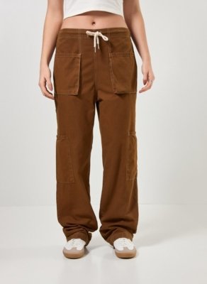 Calça Cargo Em Sarja Marrom