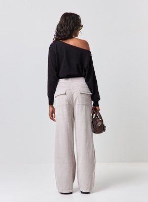 Calça Cargo Wide Leg Cotelê
