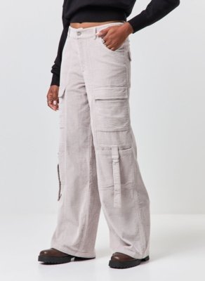 Calça Cargo Wide Leg Cotelê