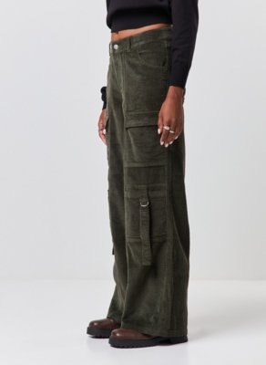Calça Cargo Wide Leg Cotelê