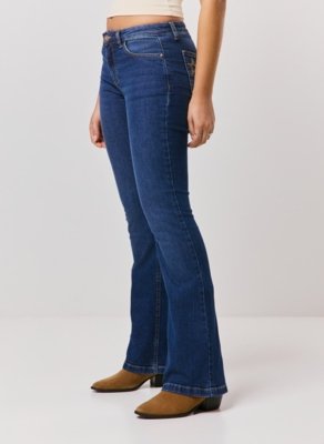 Calça Jeans Bootcut Com Bordado