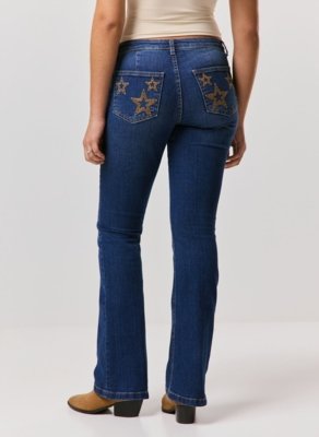 Calça Jeans Bootcut Com Bordado