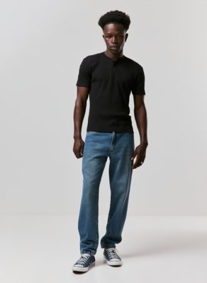 Calça Jeans Reta Em Jeans Circular