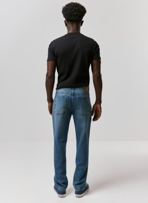 Calça Jeans Reta Em Jeans Circular