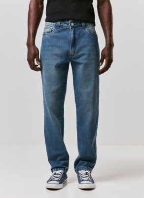 Calça Jeans Reta Em Jeans Circular