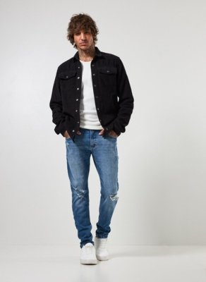 Calça Jeans Skinny Com Elastano E Rasgos