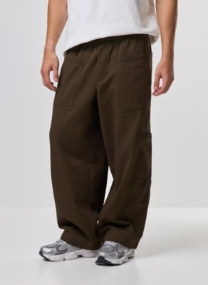 Calça Sarja Oversized Cargo Elástico