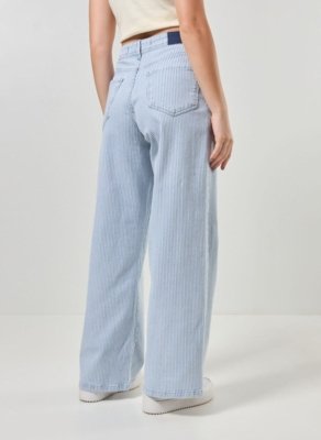 Calça Sarja Wide Leg Listrada