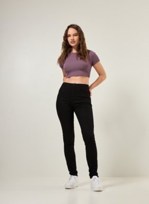 Calça Skinny Em Sarja Preta