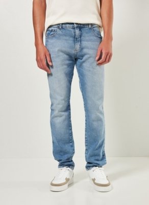 Calça Slim Em Jeans Claro