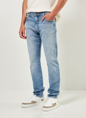 Calça Slim Em Jeans Claro