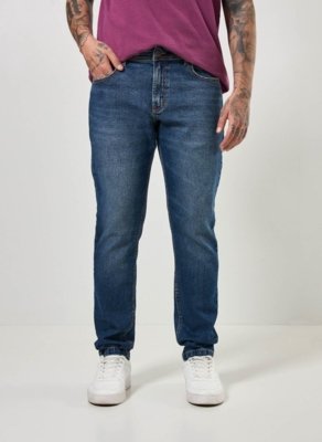 Calça Slim Em Jeans Escuro