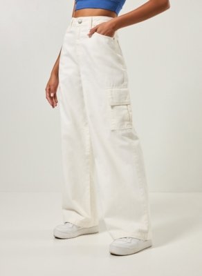 Calça Wide Leg Cargo Off-White