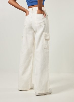 Calça Wide Leg Cargo Off-White