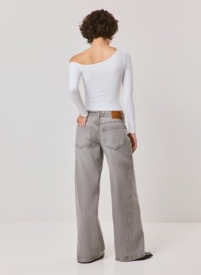 Calça Wide Leg Low Rise Studded