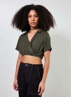 Camisa Cropped Transpassada