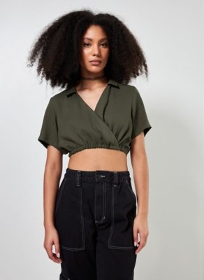 Camisa Cropped Transpassada