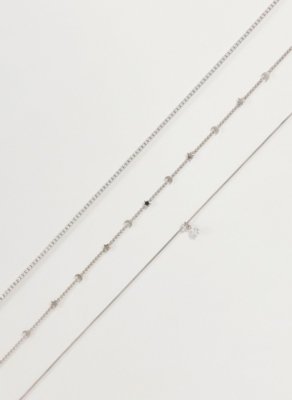 Conjunto 3 Colares Prateados Riviera Estrelas