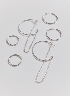 Conjunto Argolas Finas Corrente