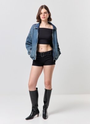 Micro Short Sarja Cinto Tachinhas