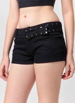 Micro Short Sarja Cinto Tachinhas