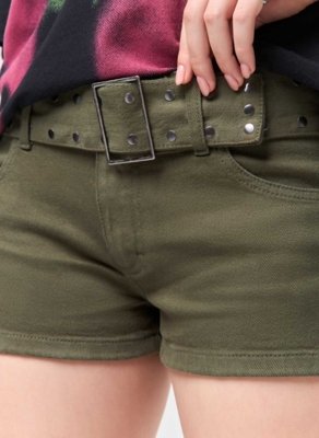 Micro Short Sarja Cinto Tachinhas
